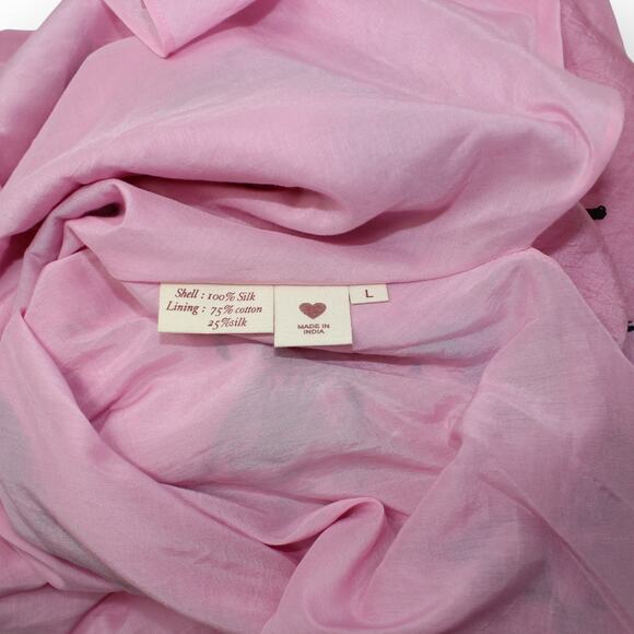 Large Alix of Bohemia Athens Pink Calla Lily Silk Slip Dress Sweetheart Lined - Picture 6 of 16